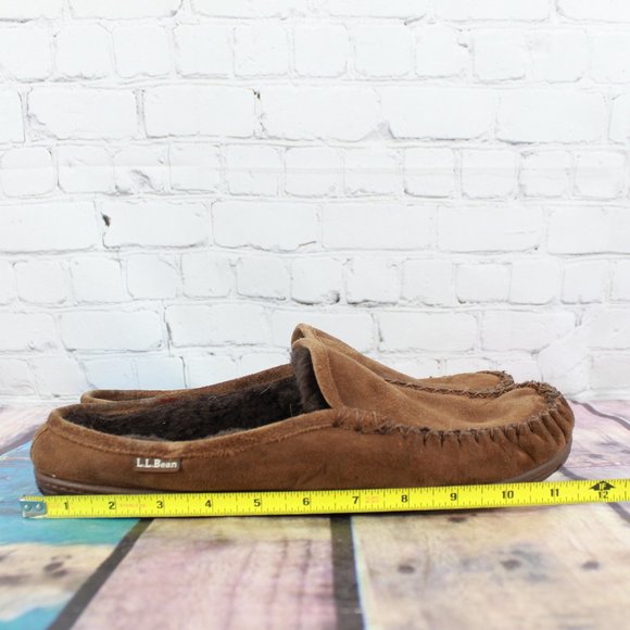 LL BEAN Wicked Good Shearling Moc Slippers Size 12 - Picture 8 of 9